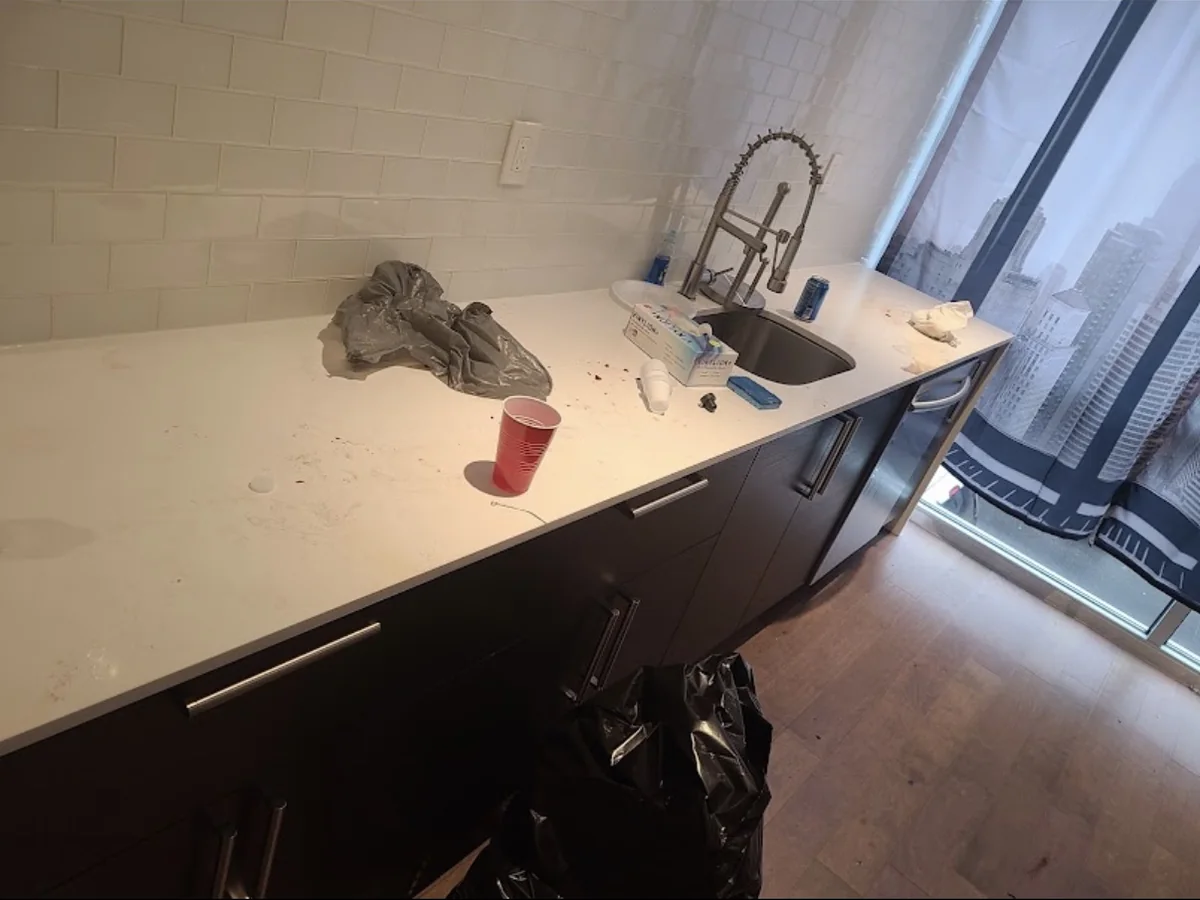 Counter before cleaning