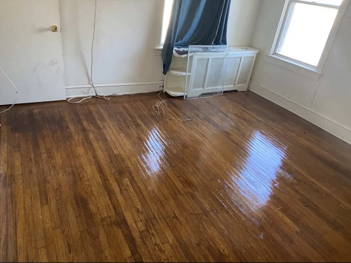 Shining hardwood floor after cleaning